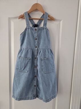 Gap Kids Girls Denim Pinafore Skirtall Dress Blue Size: M (8)